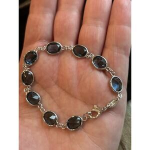 Le Monde Des Bijoux 6.5” Blue Topaz Sterling Silver Bracelet 925